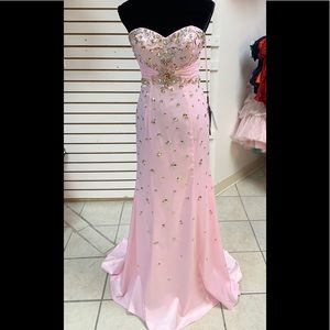 Size 8 Pink Beaded Mermaid Prom Homecoming Pageant Formal Evening Gown Dress NWT